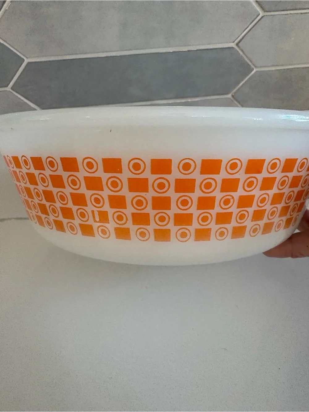Glasbake Vtg Jeanette Orange Dot Casserole Baking Serving Dish J235 1 Qt
